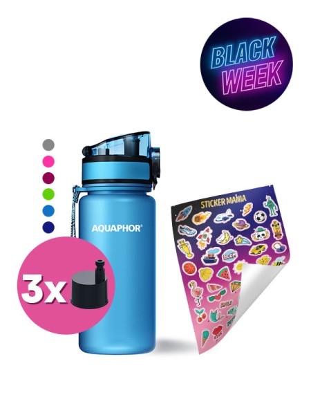 Филтрираща бутилка City 350ml. (с 3 филтъра) и комплект стикери