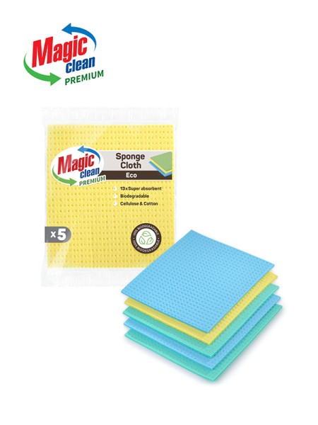 Magic Clean ПОПИВАТЕЛНИ КЪРПИ БИОРАЗГРАДИМИ PREMIUM 5 БР. Magic Clean ПОПИВАТЕЛНИ КЪРПИ БИОРАЗГРАДИМИ PREMIUM 5 БР.