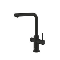 GROHE Blue Pure Minta phantom черен смесител | Aquaphor GROHE Blue Pure Minta 30590KF0 е кухненски смесител за филтрирана вода в цвят phantom black, с издърпващ се аератор, 360° въртене и отделна ръкохватка.