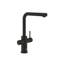 GROHE Blue Pure Minta phantom черен смесител | Aquaphor GROHE Blue Pure Minta 30590KF0 е кухненски смесител за филтрирана вода в цвят phantom black, с издърпващ се аератор, 360° въртене и отделна ръкохватка.