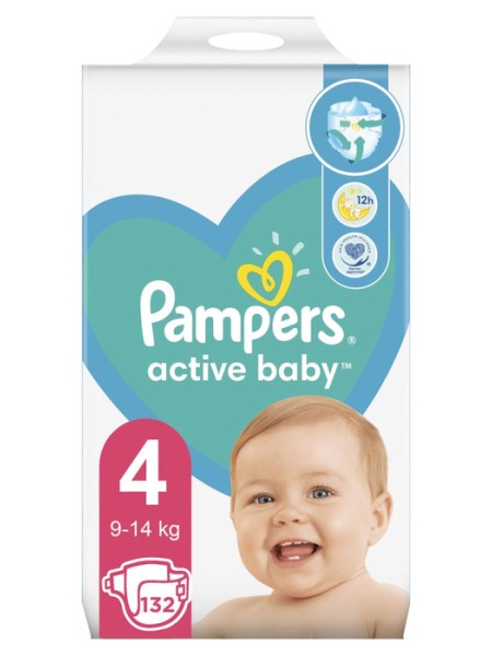 PAMPERS Active Baby Размер 4, пелени, MB Макси, 132бр. PAMPERS Active Baby Размер 4, пелени, MB Макси, 132бр.
