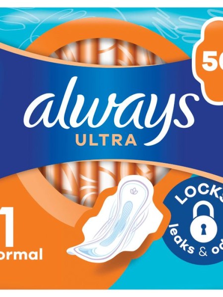 ALWAYS Ултра Нормал, Размер 1, дамски превръзки, 56бр.