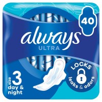 ALWAYS Ултра Дей & Найт, Размер 3, дамски превръзки, 40бр. ALWAYS Ултра Дей & Найт, Размер 3, дамски превръзки, 40бр.