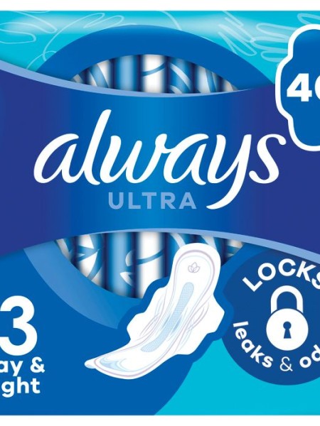 ALWAYS Ултра Дей & Найт, Размер 3, дамски превръзки, 40бр.