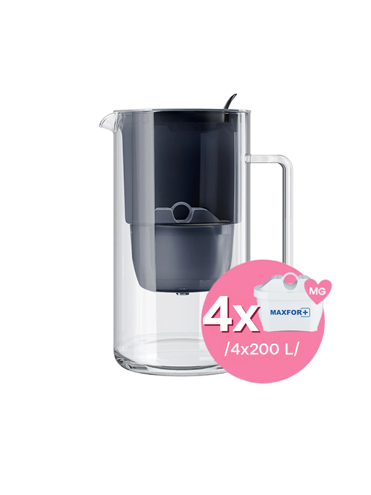 Стъклена филтрираща кана Гласс, 2.5л с 4 филтъра MFP Mg — 3